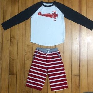 MINI BODEN BABY BOY 5-6 TEE BAGGIES SET EUC